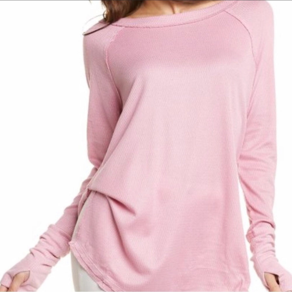 We The Free People Mink Tink Pink Top Womens Snowy Thermal Long Sleeve Medium